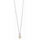 Silver Freshwater Pearl And Bezel Set Cz Necklace